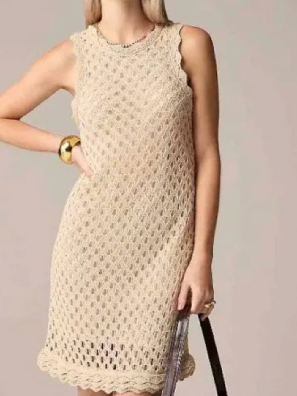 J. Crew Pointelle Sleeveless Sweater Dress Size Small Boho Resort